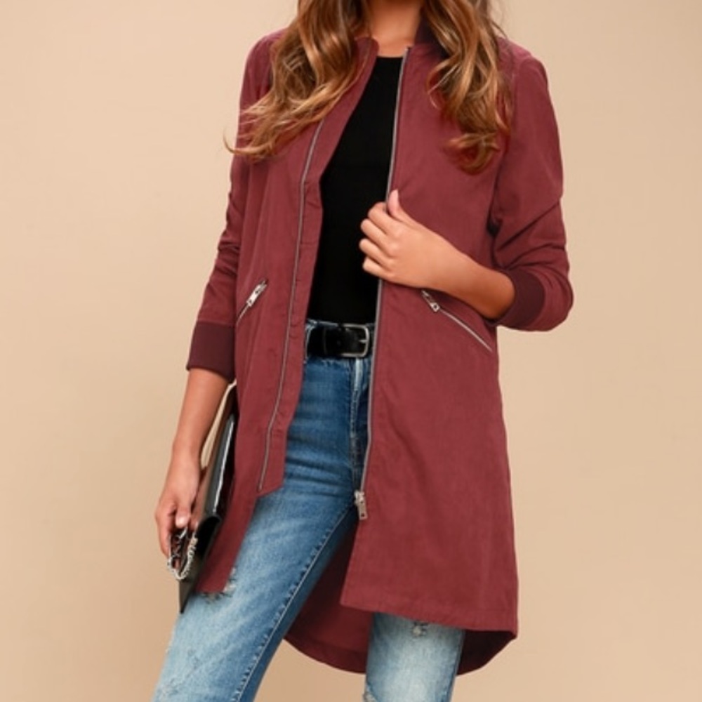 Lulus Rio Grande Burgundy Bomber Jacket
